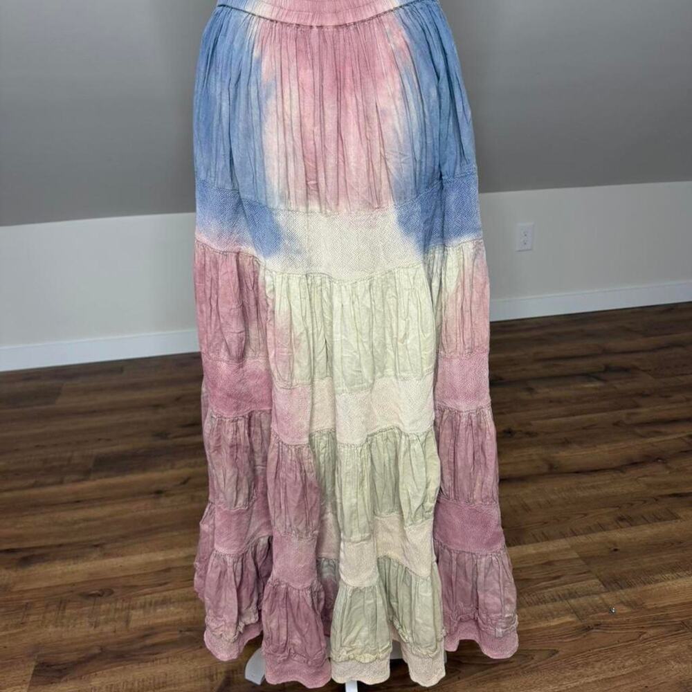 Styleworks Tiered Tie Dye Maxi Skirt Boho Prairie Festival Skirt Size L - Picture 6 of 7